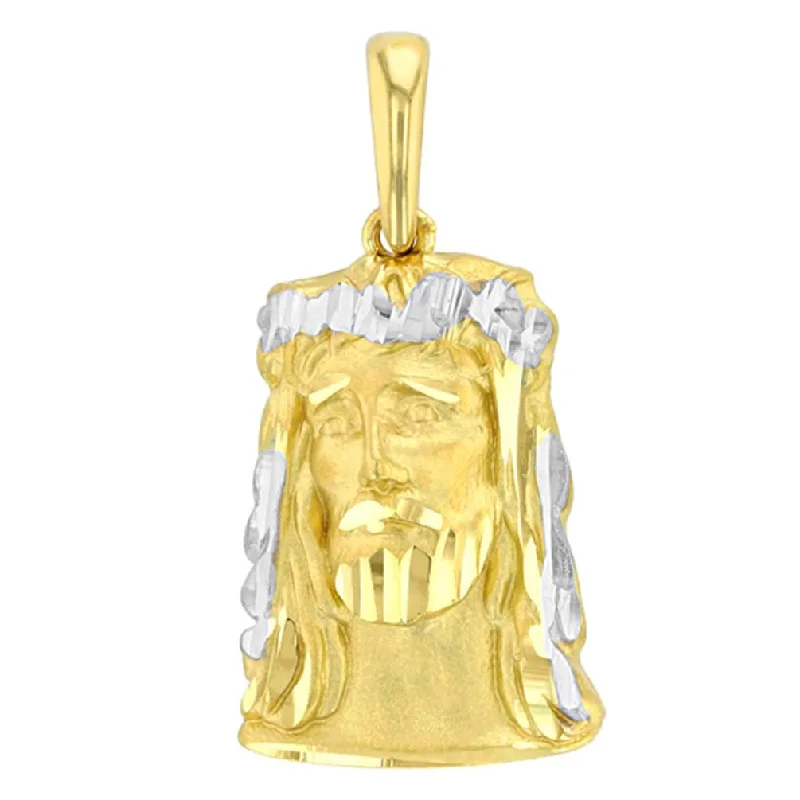 women gemstone necklaces -14K Yellow Gold Textured Face of Jesus Christ Pendant