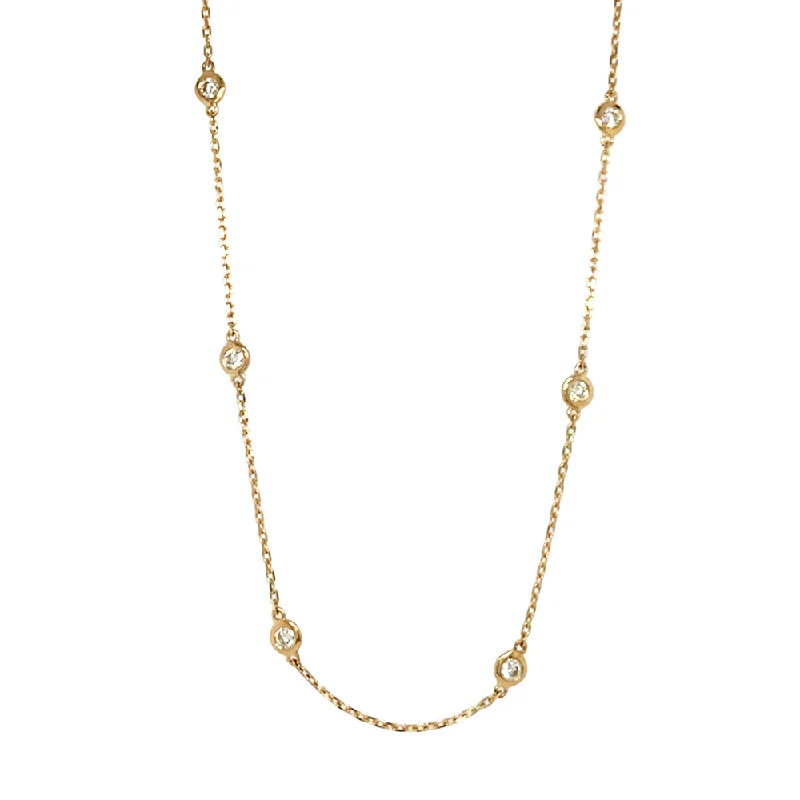 women short necklaces -Yellow Gold & Diamond Station Necklace - "Golden Glimmers"