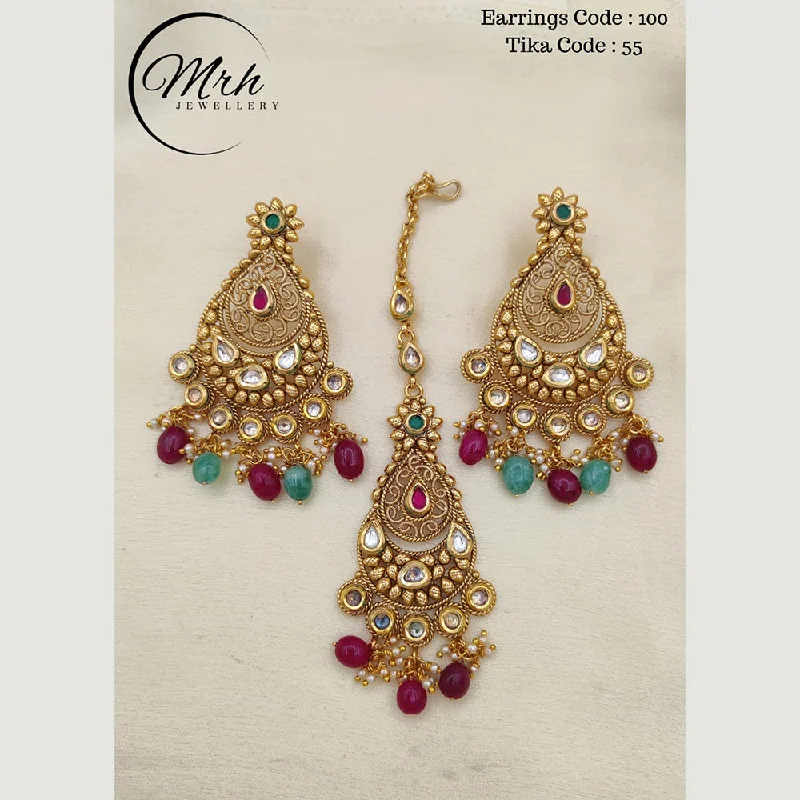 women luxury earrings -Jewel Addiction Copper Gold Plated Earrings With Mangtikka