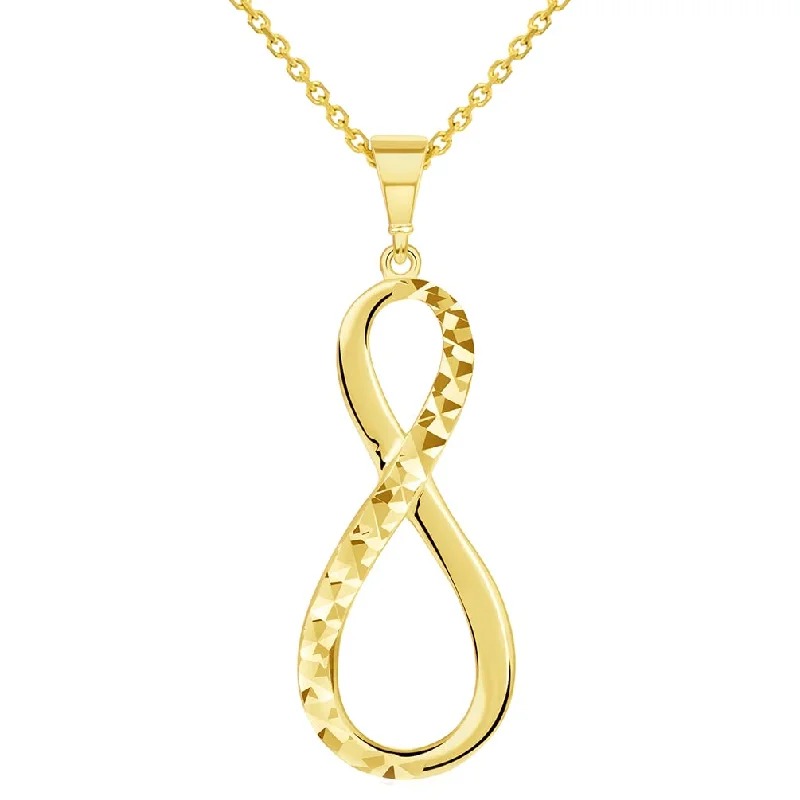 women emerald necklaces -14k Yellow Gold Sparkle Cut and High Polished Infinity Love Symbol Pendant Necklace