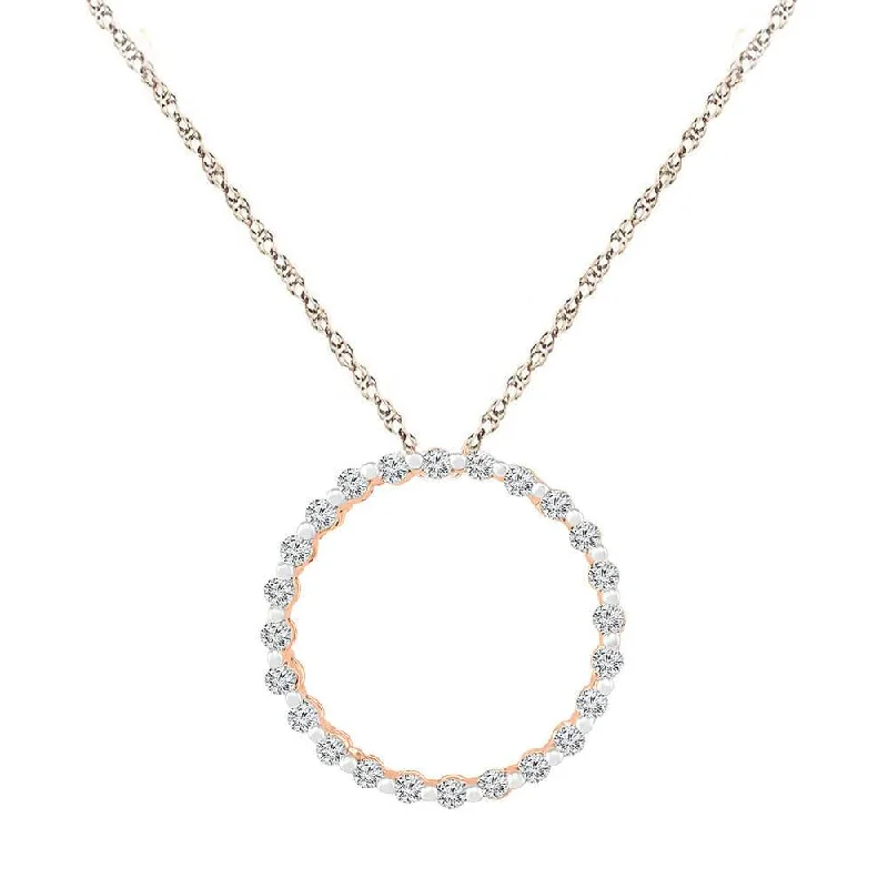 women crystal pendant necklaces -Diamond Circle Pendant Necklace