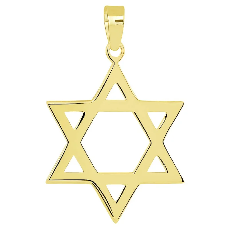 women gold plated necklaces -Solid 14k Yellow Gold Classic Hebrew Star of David Pendant