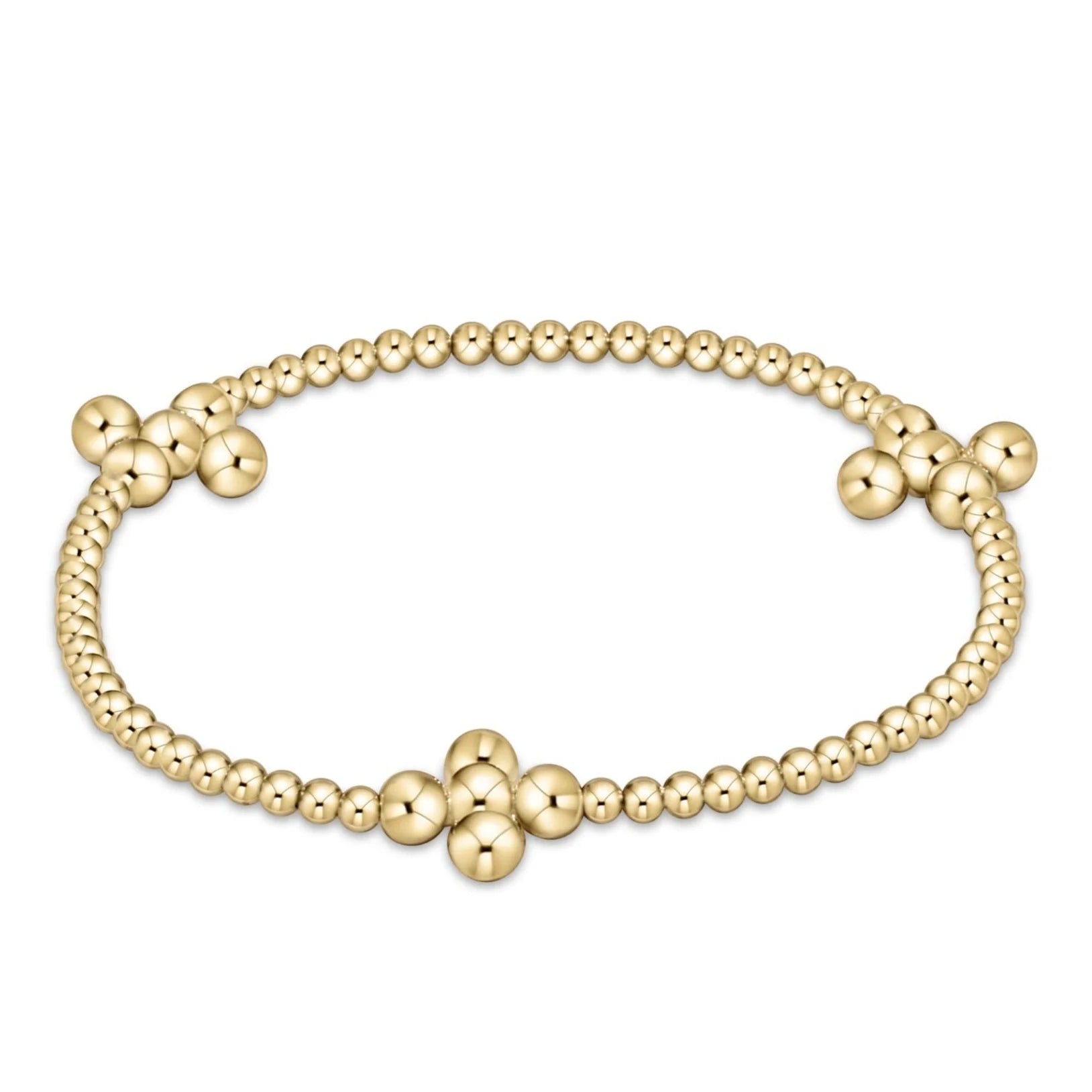 women chain bangles -Signature Cross Gold Pattern 2.5mm Bead Bracelet - Classic Beaded Signature Cross Gold - 4mm Bead Gold