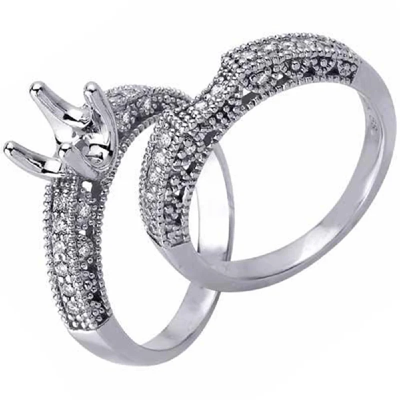 women custom engraved engagement rings -5/8ct Diamond Engagement Matching Wedding Ring Setting