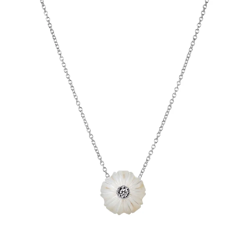 women zodiac necklaces -Freshwater Pearl & Diamond Necklace - "Daisy"