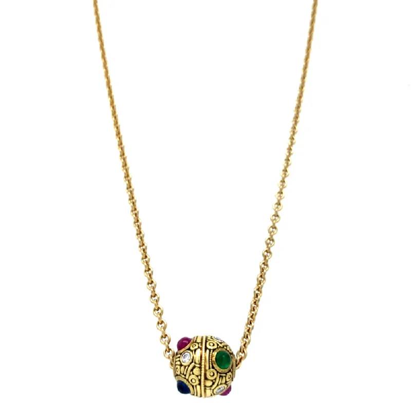 women flower necklaces -Ruby, Sapphire, Emerald & Diamond Necklace - "Sepkus Ball"