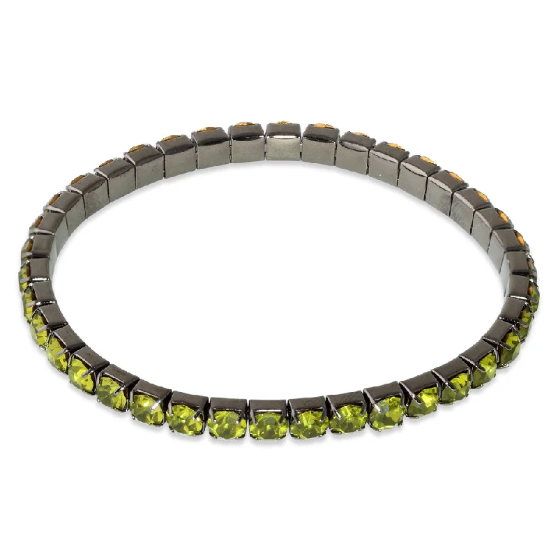 women trendy bracelets -Peridot Glass Elastic Tennis Bracelet