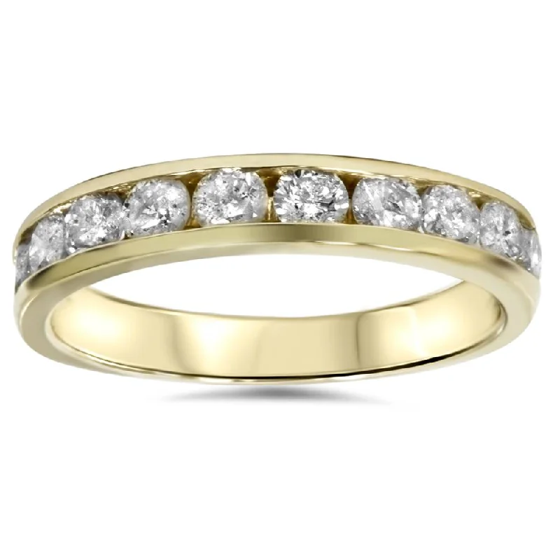 women diamond ring engagement sets -1/2ct 14K Yellow Gold Channel Set Diamond Wedding Ring