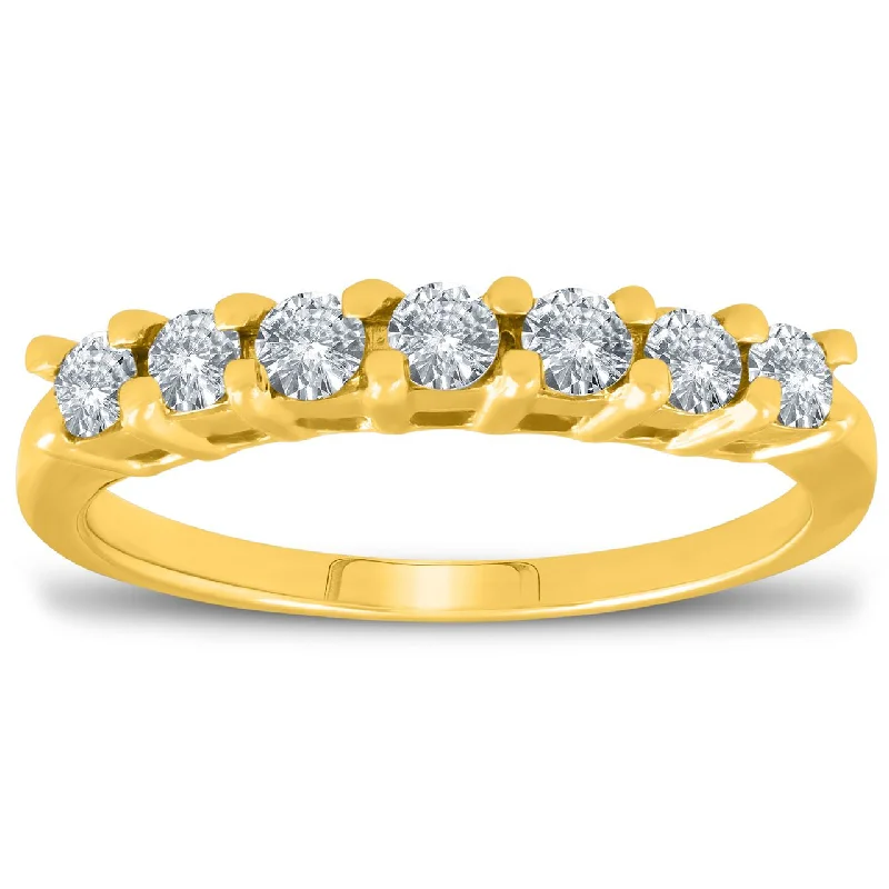 women affordable engagement rings -5/8ct 14K Yellow Gold Lab Created Diamond Anniversary Wedding Ring