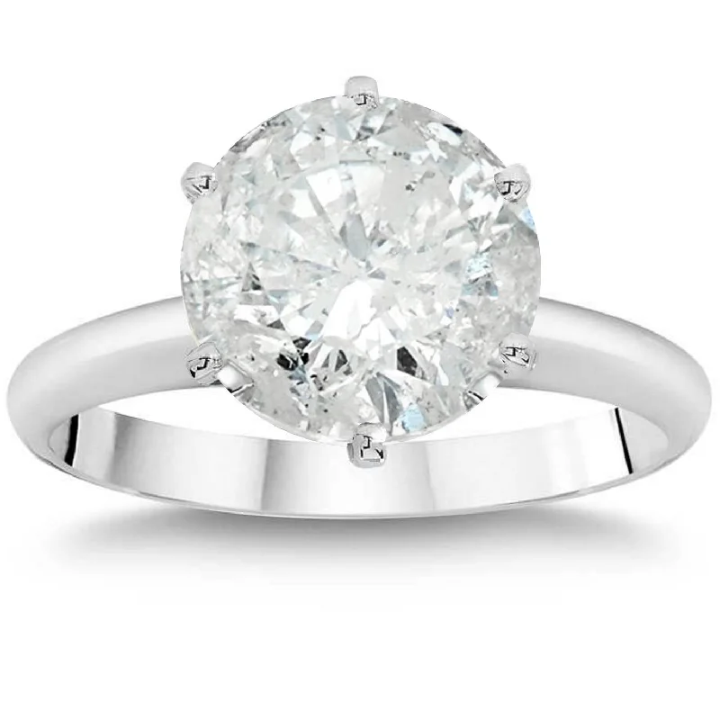 women luxury engagement rings -3ct Enhanced Round Diamond Solitaire Engagement Ring 14K White Gold