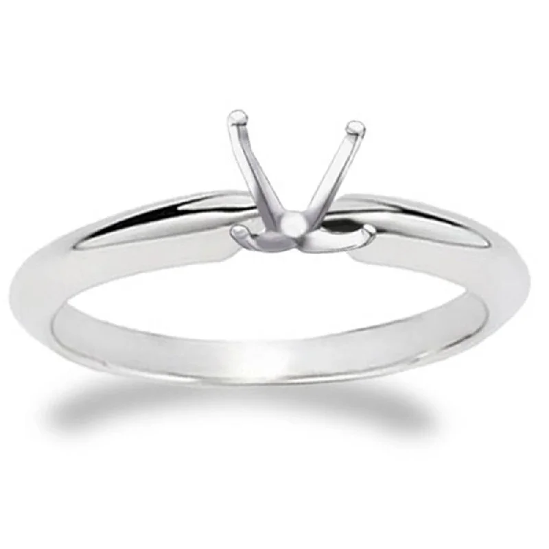 women fancy engagement rings -4-Prong Solitaire Engagement Ring Setting White Gold 14K