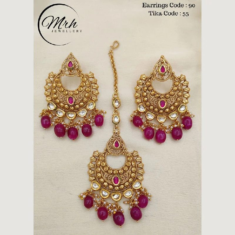 women vintage earrings -Jewel Addiction Copper Gold Plated Earrings With Mangtikka