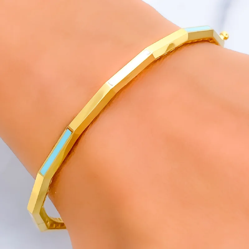 women bracelet bangles sets -Dainty Multi-Color 21k Gold Bangle Bracelet