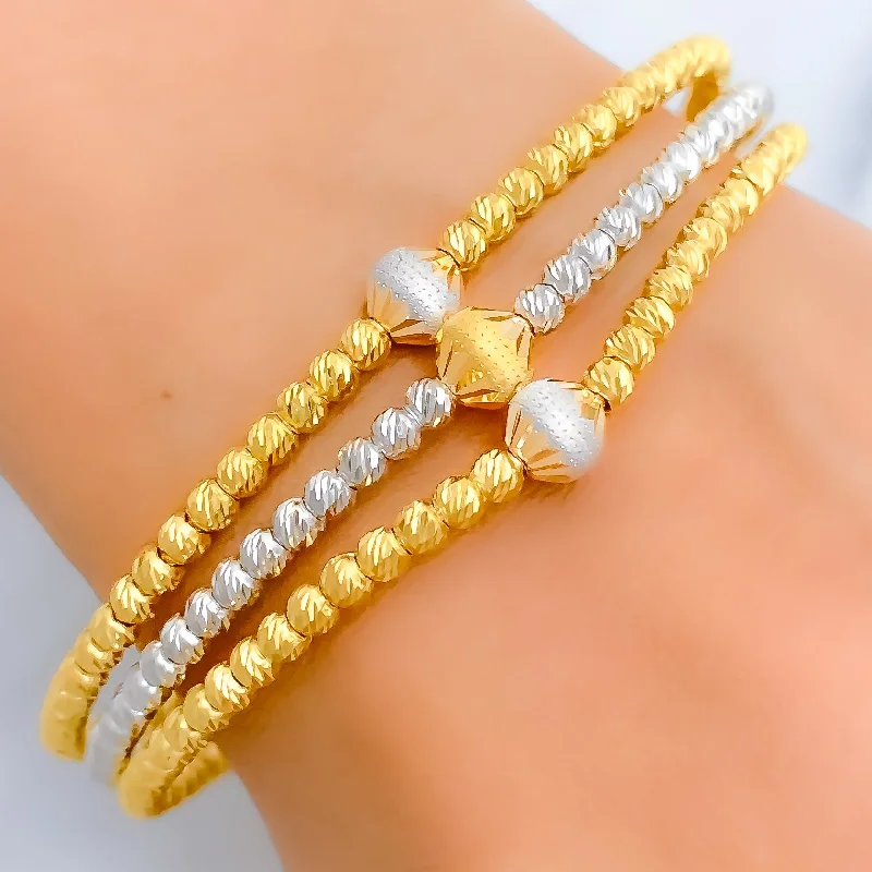 women stackable bangles -Refined Two-Tone 22k Gold Bangle Bracelet