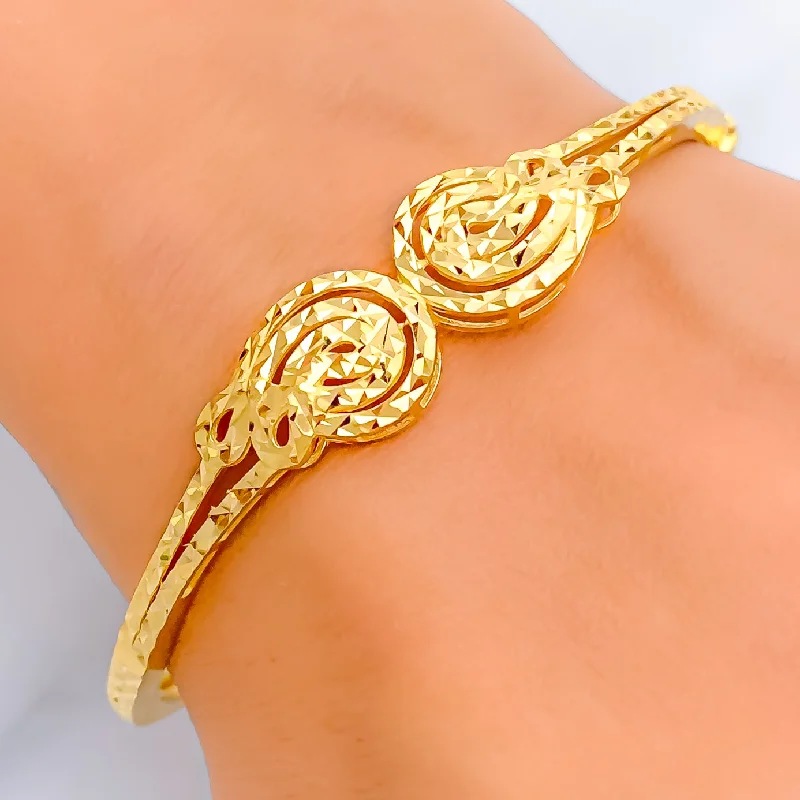 women wire bracelets -Bold Poised 22k Gold Radiant Bangle Bracelet