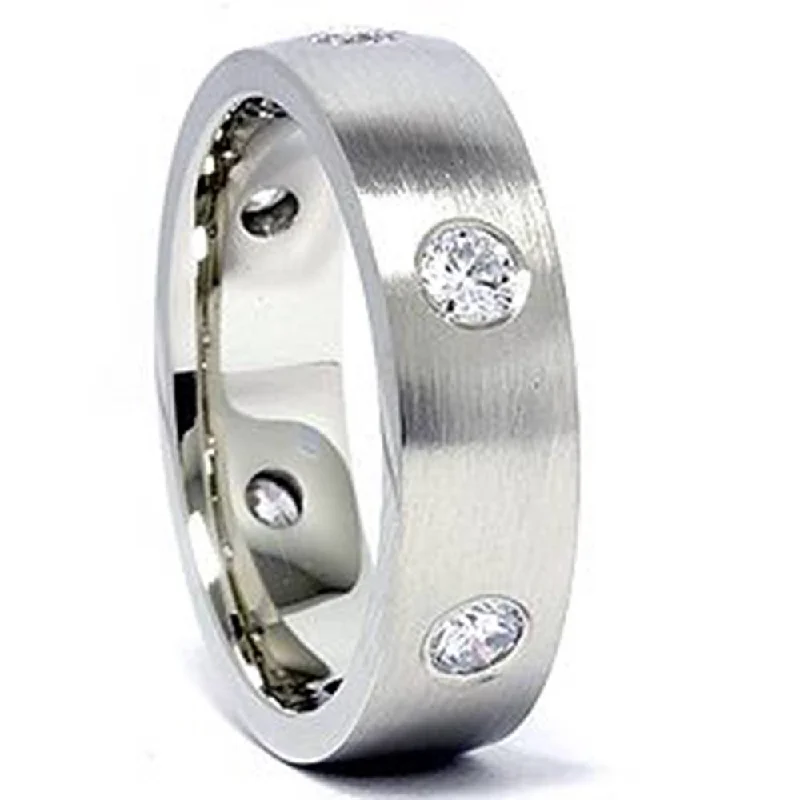 women luxury engagement ring sets -Mens 14K White Gold 3/4ct Diamond Wedding Ring Band New