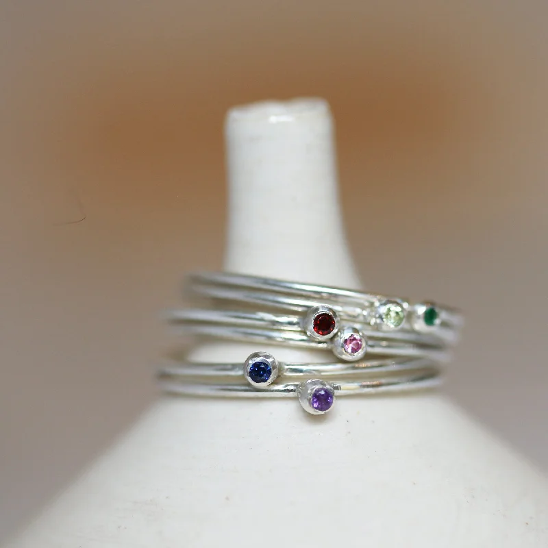 women double band rings -FLECK GEMSTONE RING