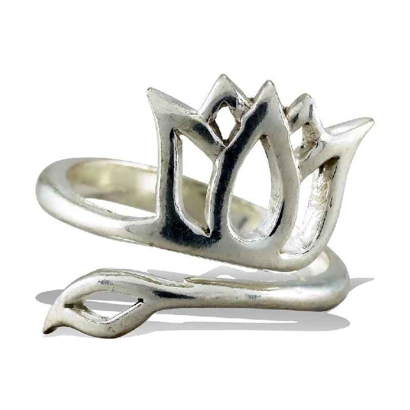 women engraved rings -<span>RAS-018<span>: </span></span>Water Lily Ring - Silver