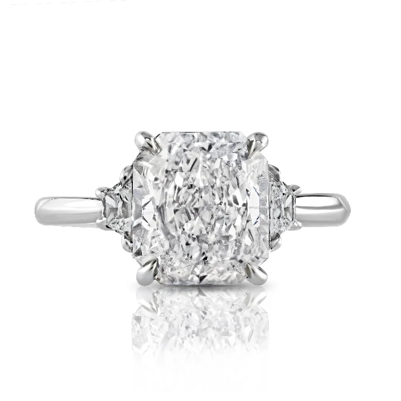 women eternity engagement rings -Three Stone Diamond Ring with Half-Moon Cuts, 4.02 CT