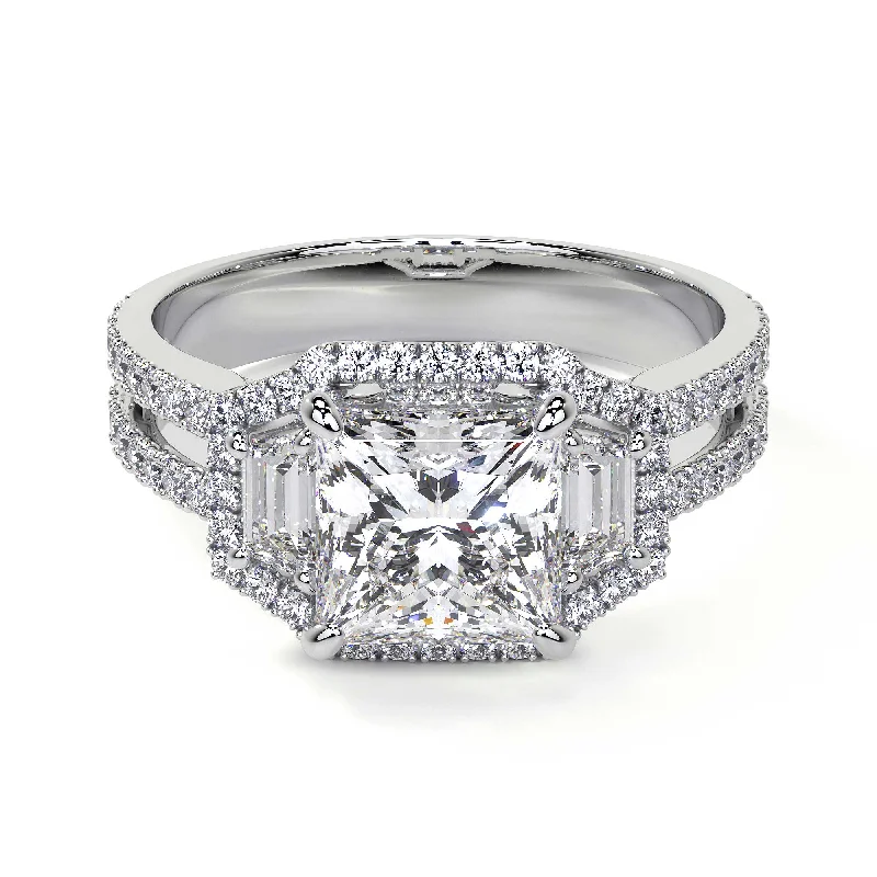 women princess cut rings -Square Radiant Cut Cluster Diamond Ring, 1.80 CT