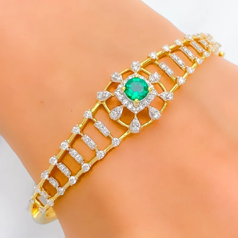 women custom charm bracelets -Viridescent Diamond 22k Gold Bangle Bracelet