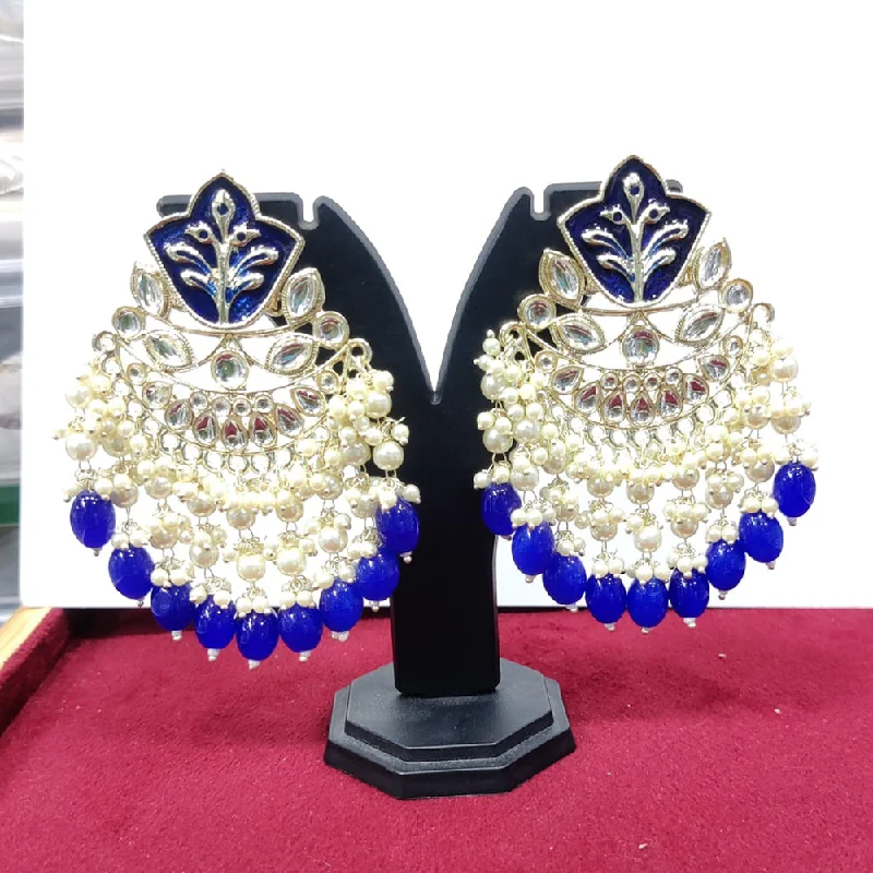 women crystal earrings -Kavita Art Gold Plated Kundan Stone And Meenakari Pearls Dangler Earrings