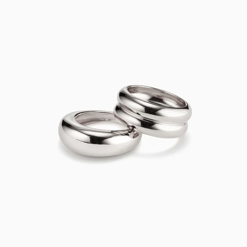 women minimalist rings -Domed Ridge Ring Set