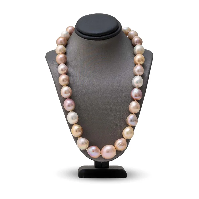 women minimalist gold necklaces -Pink Freshwater Pearl Necklace