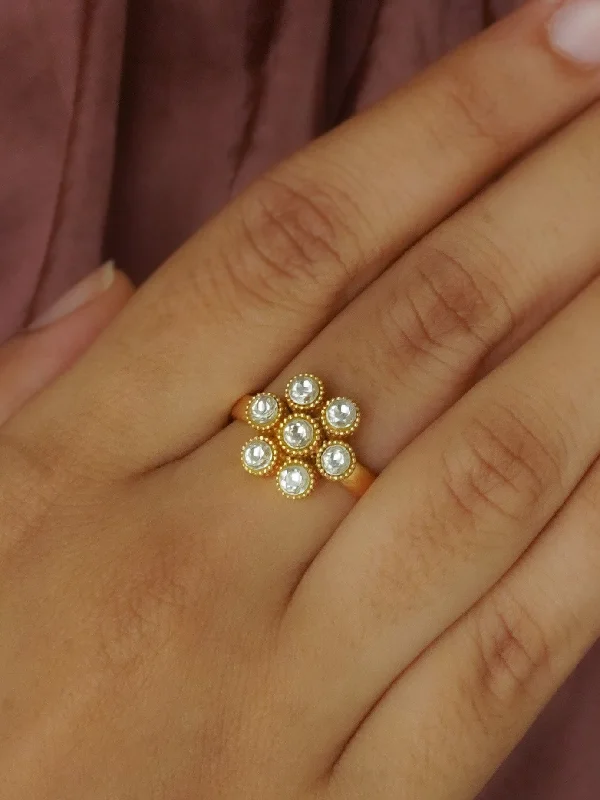 women vintage rings -White Color Gold Plated Ring - TR-RNG44