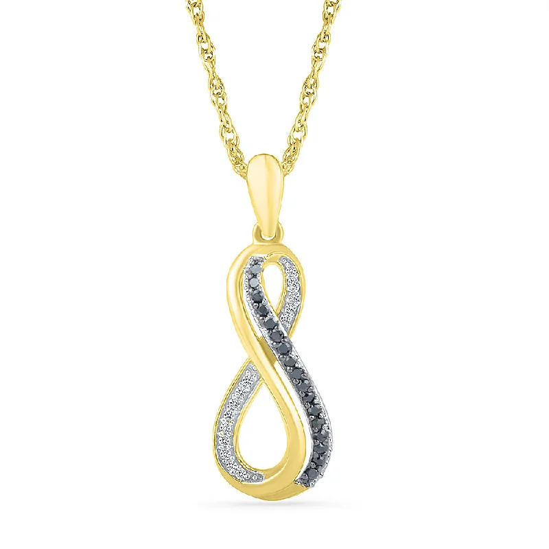 women trendy necklaces -White & Black Diamond Infinity Necklace