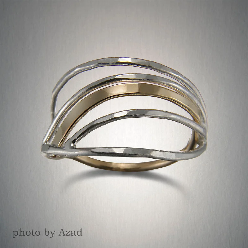 women two-tone rings -1363 - Tidal Ring