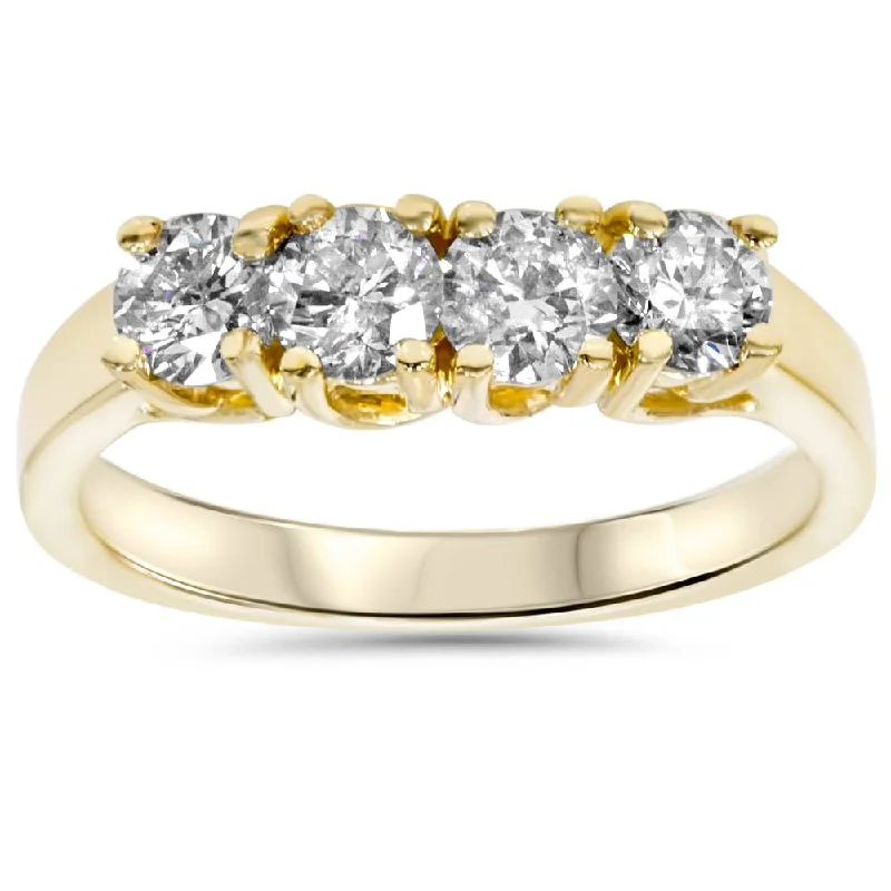 women white sapphire engagement rings -1ct Diamond Yellow Gold Curve Wedding Ring Enhancer