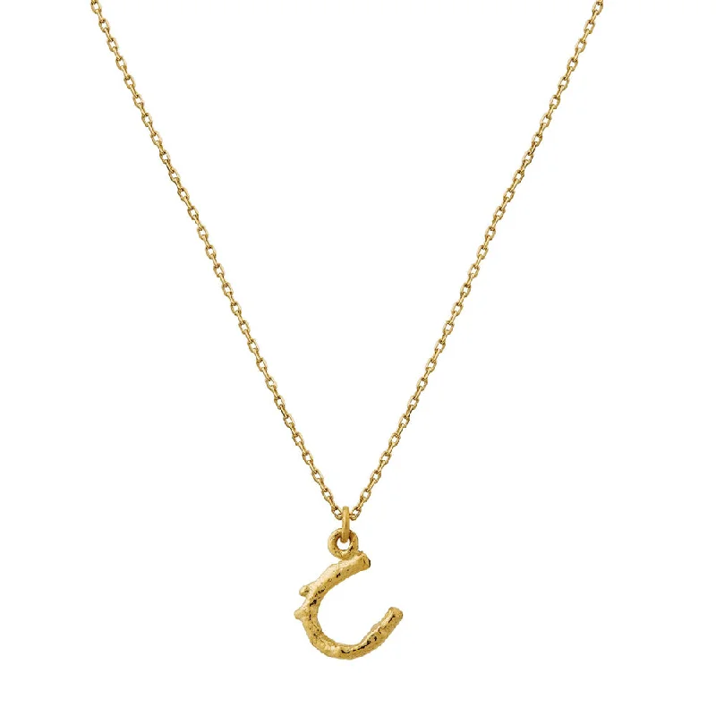 women engraved gold necklaces -18K Yellow Gold Necklace - "Teeny Tiny Horseshoe"