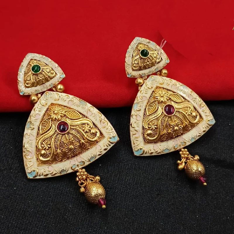 women gem earrings -Padmawati Bangles Gold Plated Kundan Stone And Meenakari Dangler Earrings