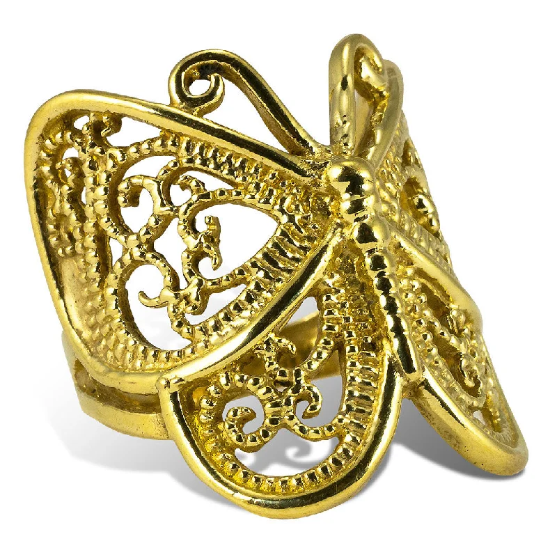 women delicate rings -<span>RBR-022<span>: </span></span>Mariposa Ring - Brass