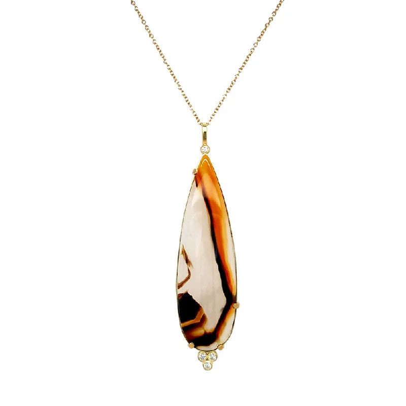 women engraved necklaces -One-of-a-Kind Montana Agate & Diamond Necklace - "Yellowstone"