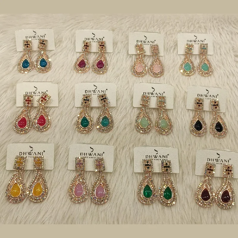 women trendy earrings -Dhwani Gold Plated Austrian Stone Dangler Earrings (Assorted Color)