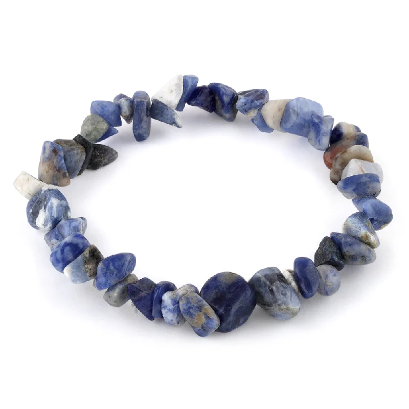 women wide cuff bracelets -Chips Sodalite Elastic Bracelet