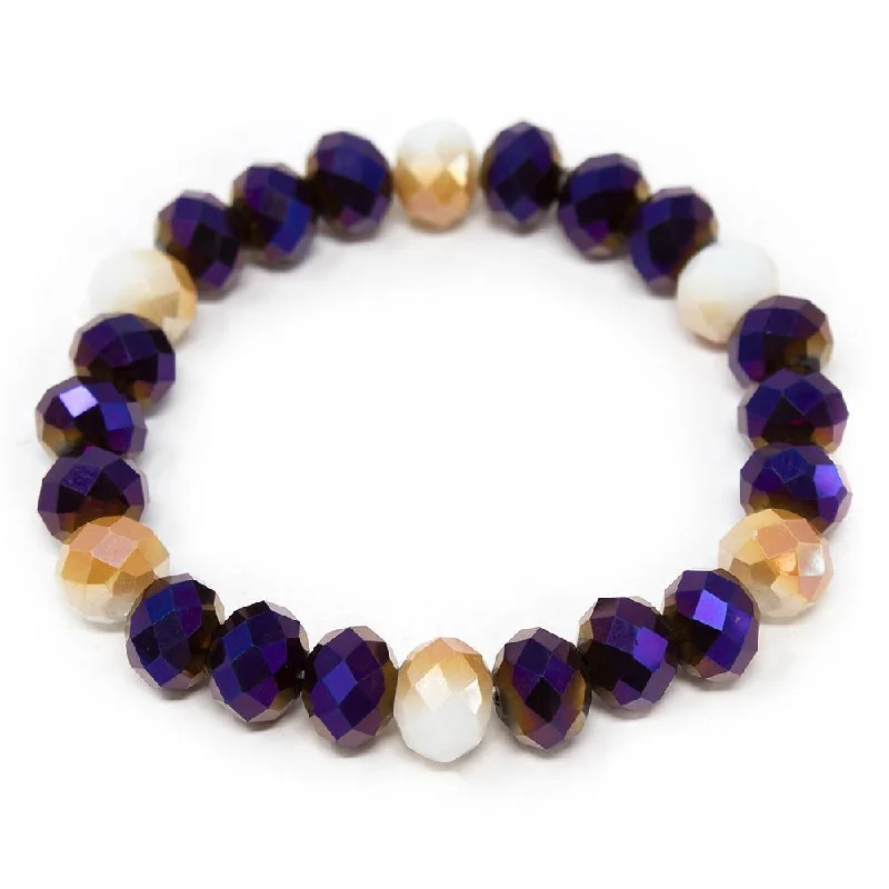 women luxury bangles -Glass Bead Stretch Bracelet Purple