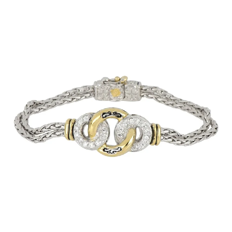 women minimalist bangles -Ciclo D'Amor Pavé & Gold Double Strand Bracelet