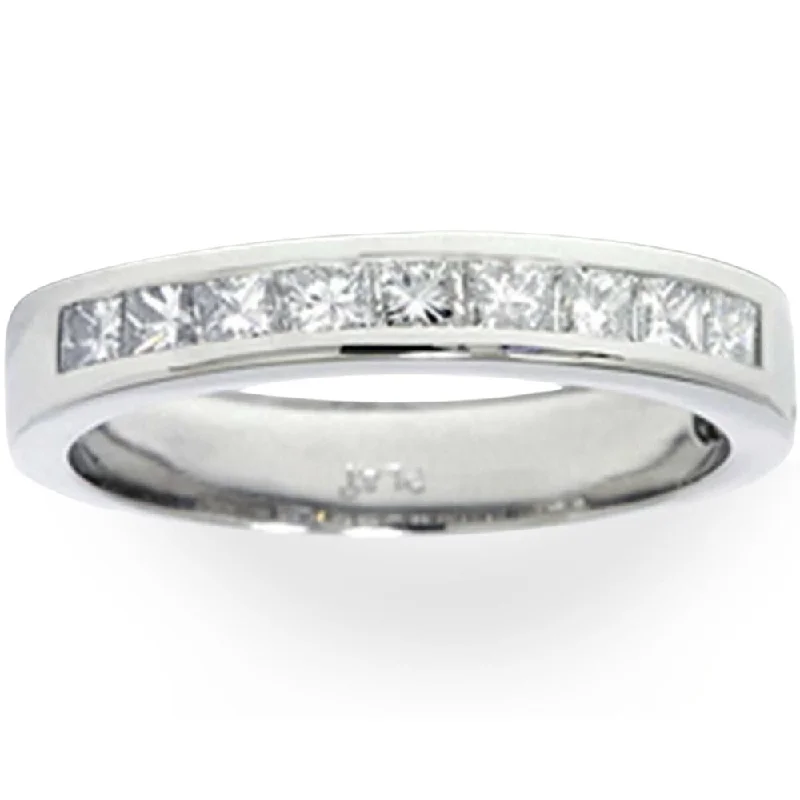 women unique cut engagement rings -950 Platinum 5/8ct Princess Cut Diamond Wedding Ring