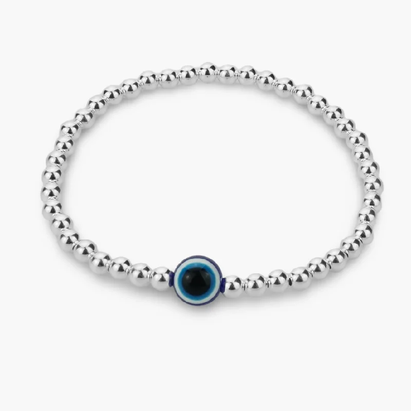 women beaded bracelets -925 Sterling Silver Bracelet, Blue Evil Eye Charm, Evil Eye Bracelet, Stacked Bracelets, Evil Eye