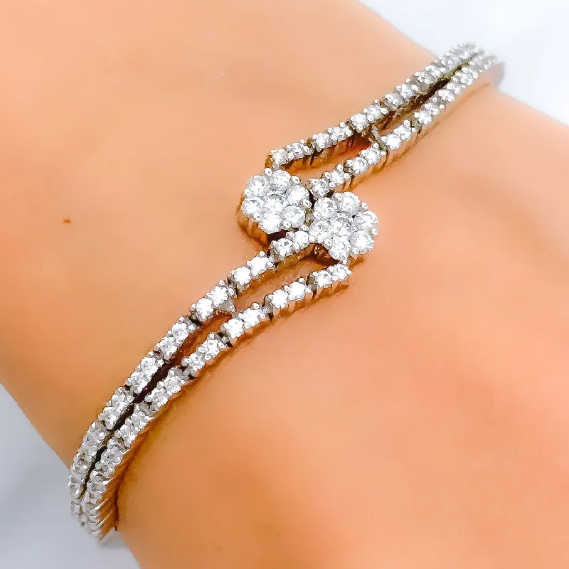 women rose gold bracelets -Chic Floral Diamond + 18k Gold Bracelet