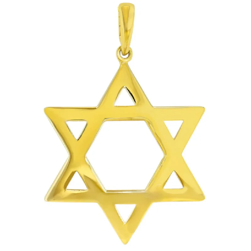 women short necklaces -14k Yellow Gold Medium Star of David Pendant with High Polish