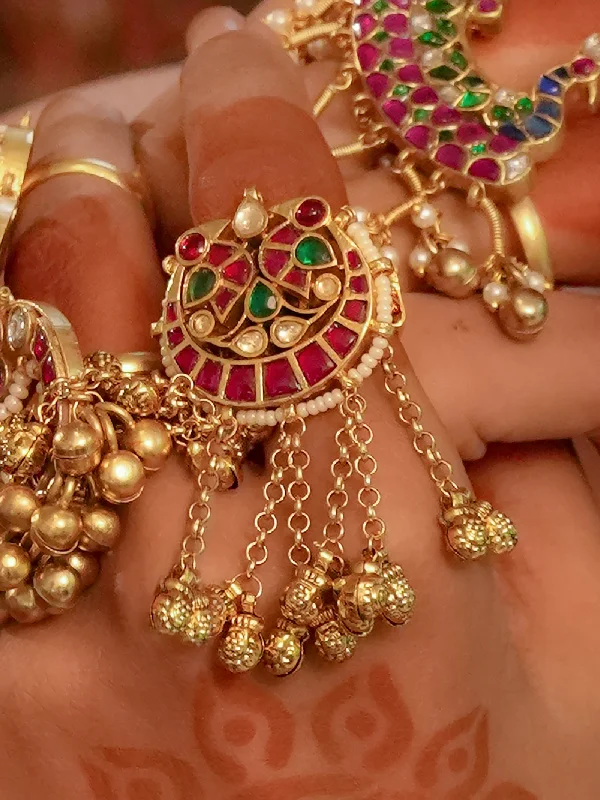 women wedding rings -Gold Plated Jadau Kundan Ring - MRNG202