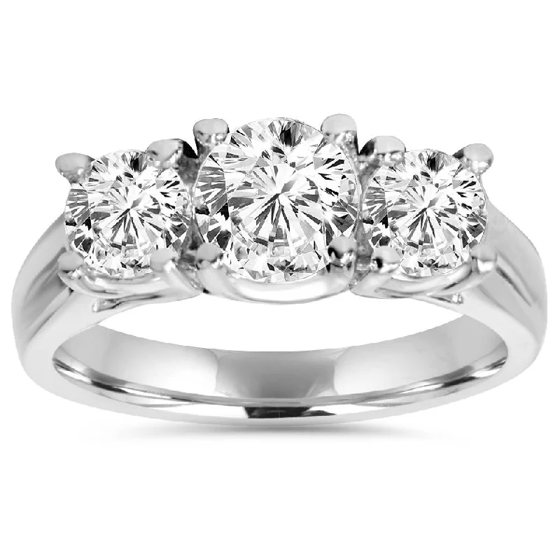 women luxury diamond engagement rings -1 1/4ct Three Stone Diamond Engagement Ring Platinum