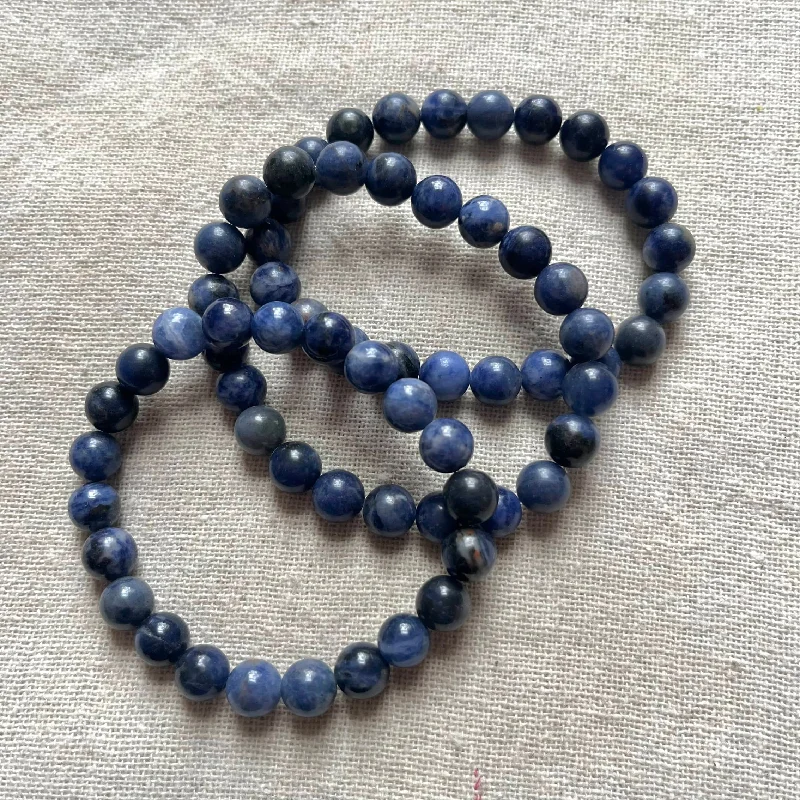 women adjustable bangles -Sodalite 8mm Beaded Bracelet - Emotional Balance