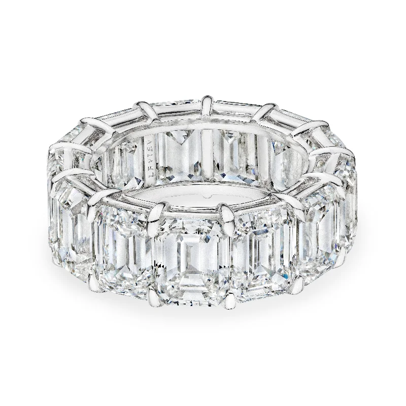 women custom engraved rings -Asscher Cut Diamond Eternity Band, 20 CT