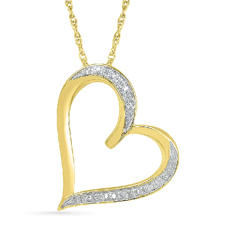 women zodiac necklaces -Diamond Tilted Heart Pendant Necklace