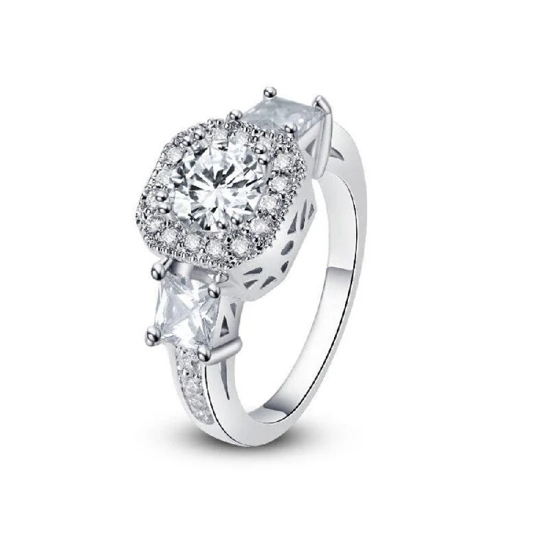 women diamond solitaire rings -Cubic Zirconia Rings-  "Exotic Crystal Ring"-Cubic Ring-Cubic Zirconia Engagement Rings